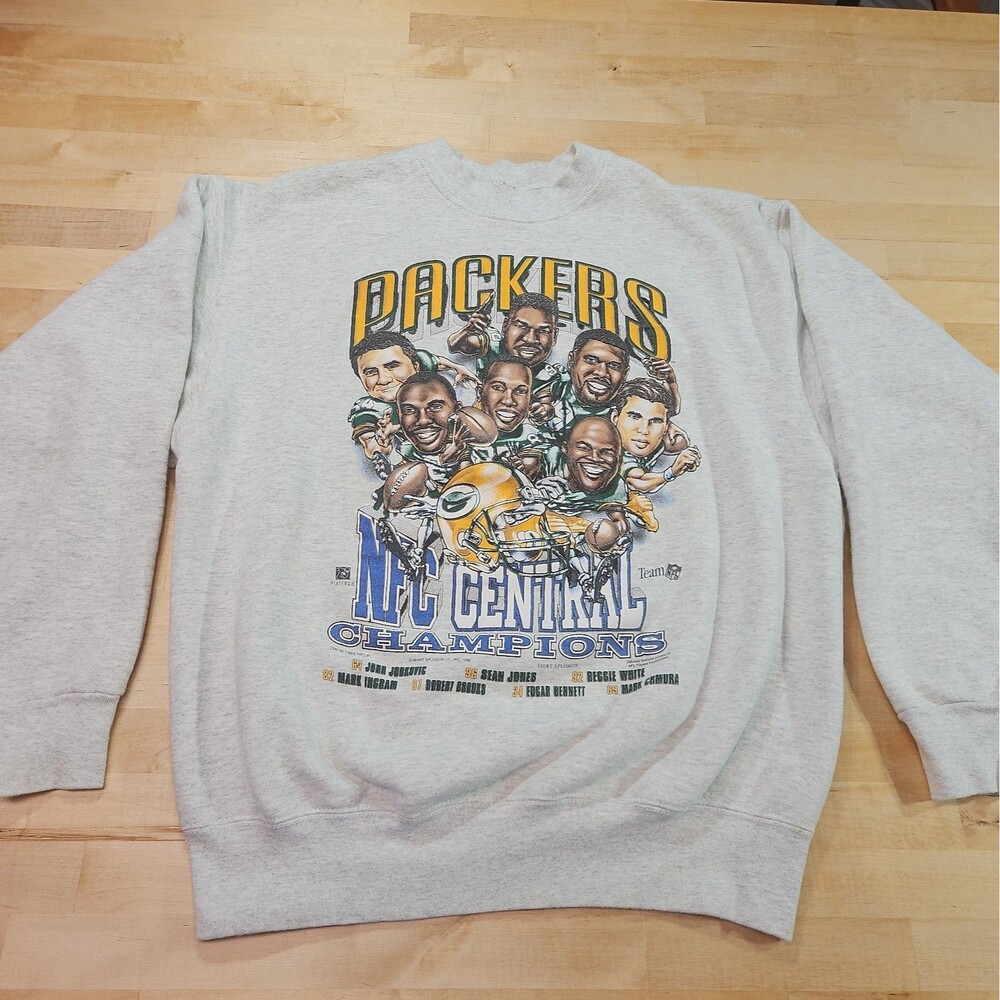 Vtg 1995 Green Bay Packers Sweatshirt XL Fruit of the Loom NFC Caricature 90s